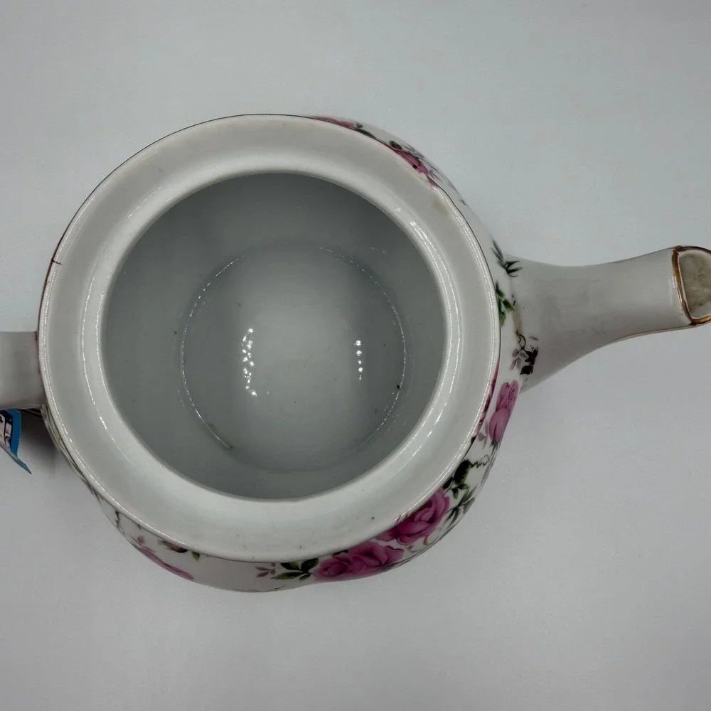 Victoria's Garden Tea Room Pink Rose Porcelain Teapot with Miniature Set Lid NEW